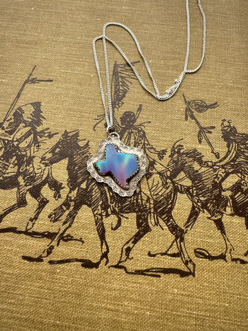 Purple Aurora Opal Stamped Texas Necklace