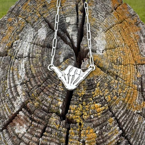 Silver Skelly Hand Necklace