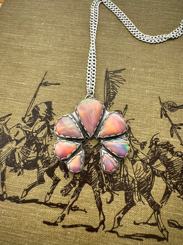Pink Aurora Opal Cluster Necklace