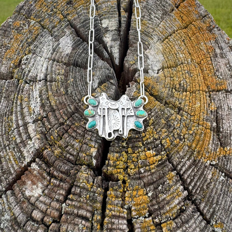 Mini Tyrone Turquoise Saddle Necklace