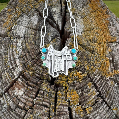 Mixed Turquoise Saddle Necklace