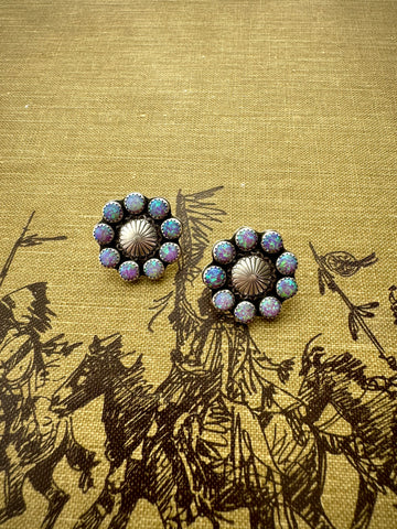 Pink Opal Concho Studs